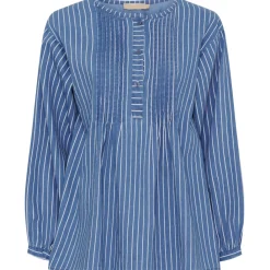 MARTA DU CHATEAU dame bluse MdcEulalie 258008 - Medium Blue Discount