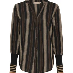 MARTA DU CHATEAU dame skjorte MdcPeyton 25161 - Black/Camello2 Discount