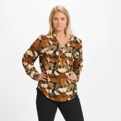 MARTA DU CHATEAU dame skjorte - 8128 - Black/Tabacco New