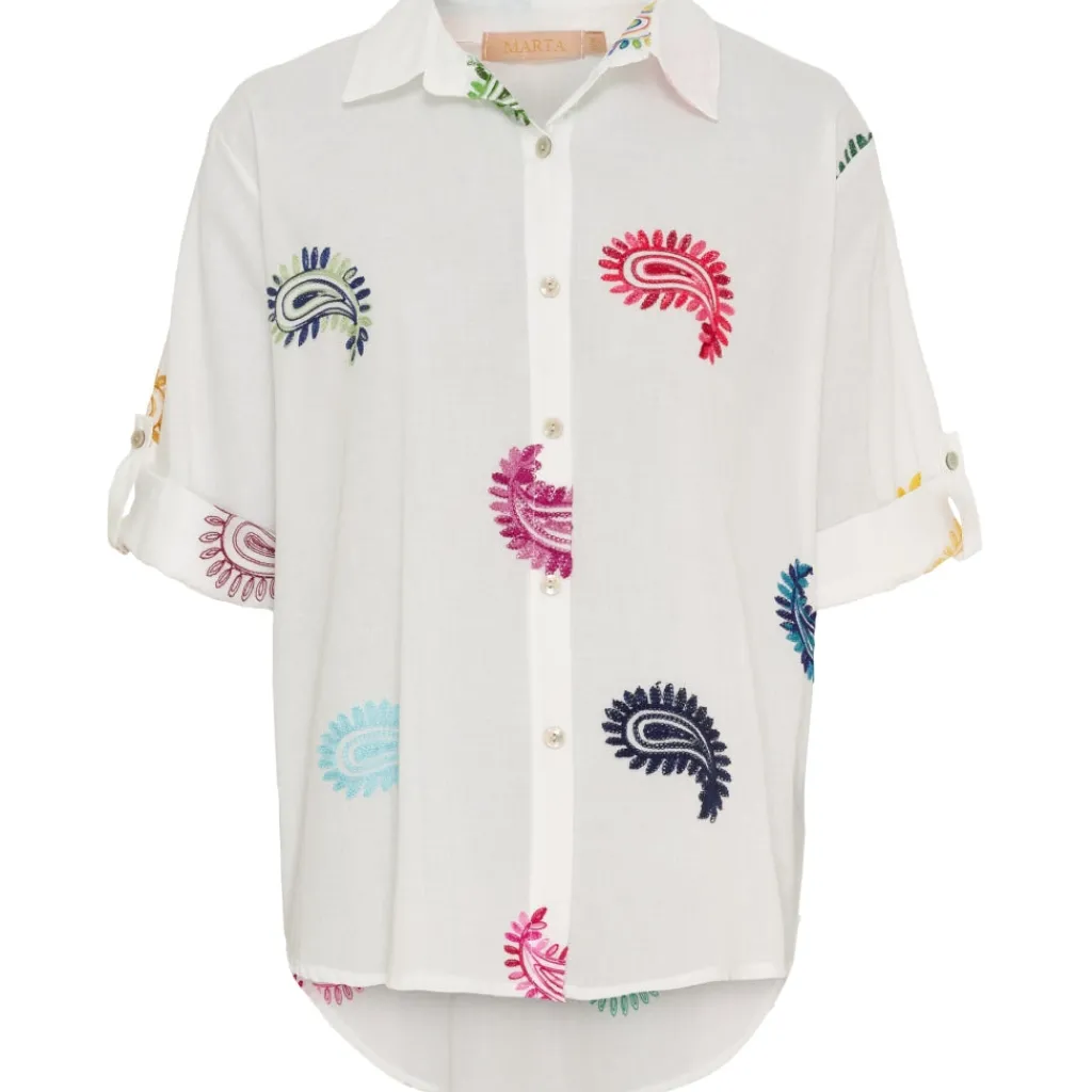 MARTA DU CHATEAU dame skjorte MdcEster 5155 - White Multi Cashmere Discount