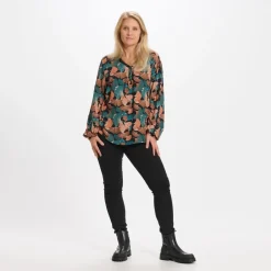 MARTA DU CHATEAU dame skjorte - 8128 - Black/Ottanio