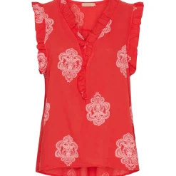 MARTA DU CHATEAU dame top MdcElke - Red/WhitePrint Online