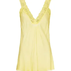 MARTA DU CHATEAU dame top med blondekant 21336 - Giallo Yellow New