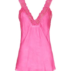 MARTA DU CHATEAU dame top med blondekant 21336 - Rosa Shocking New