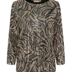 MARTA DU CHATEAU dame top MdcJinny - Beige/Black Discount