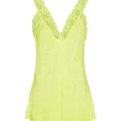 MARTA DU CHATEAU dame top med blondekant 21336 - Fluo Yellow Online