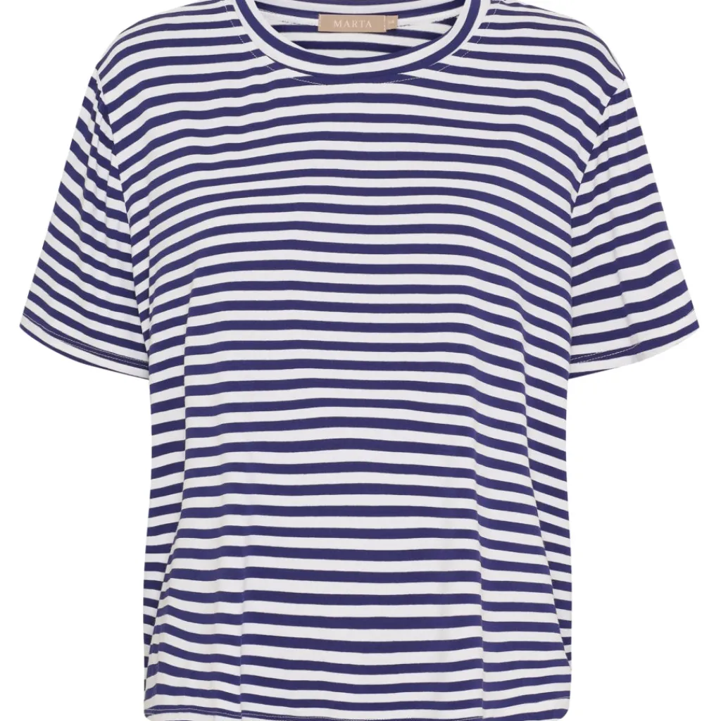 MARTA DU CHATEAU dame T-Shirt MdcEnrica 258036 - Blue Scuro Stripe Discount