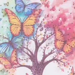 MARTA DU CHATEAU dame T-shirt MdcMarie 1535 - White Tree/Butterflies Best