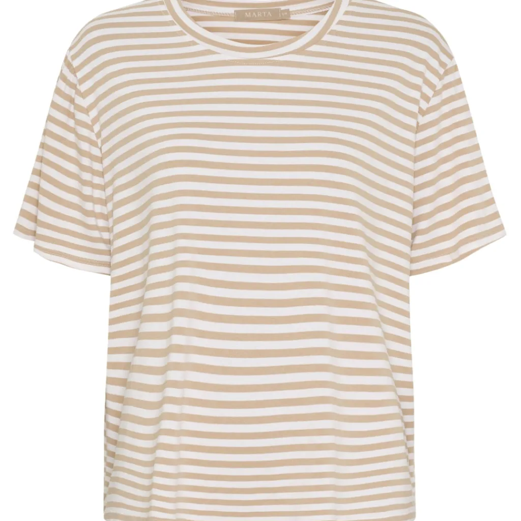 MARTA DU CHATEAU dame T-Shirt MdcEnrica 258036 - Beige Stripe Discount