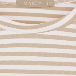 MARTA DU CHATEAU dame T-Shirt MdcEnrica 258036 - Beige Stripe Discount