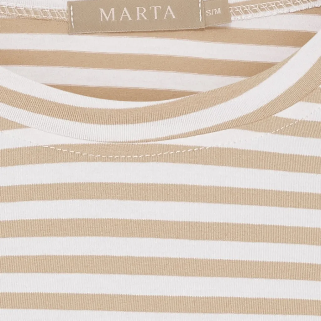 MARTA DU CHATEAU dame T-Shirt MdcEnrica 258036 - Beige Stripe Discount