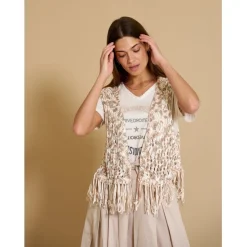 MARTA DU CHATEAU dame vest 473 - Multi Beige Discount
