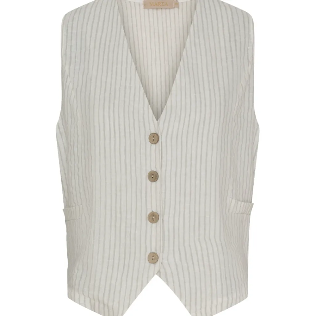 MARTA DU CHATEAU dame vest MdcEdel - Stripe Grey Clearance