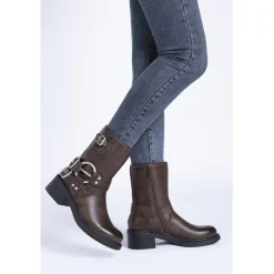 SHOES Milja Dame bikerstøvler 68242 - Brown Discount