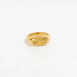muun STUDIOS Sun Signet Oval Ring 18K belagt R025 - Guld Clearance