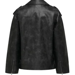 ONLY ONLWAVES FAUX LEATHER WASH JACKET OTW - Black Washed Sale