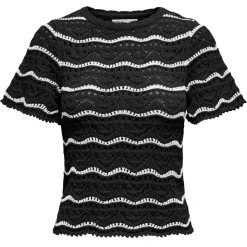 ONLY dame bluse ONLANNASOFIA - Black Stripes Cloud Dancer Best