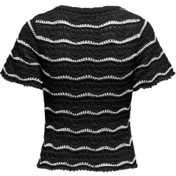 ONLY dame bluse ONLANNASOFIA - Black Stripes Cloud Dancer Best