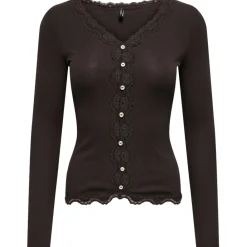 ONLY DAME BLUSE ONLENEA - Black Coffee Pearl buttons Clearance