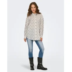 ONLY dame bluse ONLLILIAN - Cloud Dancer BLACK DOTS Clearance