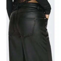ONLY Dame Bukser FAUX LEATHER ONLKIRI - Black Hot