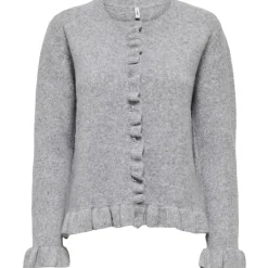 ONLY DAME CARDIGAN ONLRIMA - Light Grey Melange Button