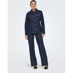 ONLY dame jakke ONLELLE - Dark Blue Denim Detail RINSE New
