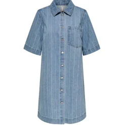 ONLY dame kjole ONLASTA - Light Blue Denim STRIPE Sale