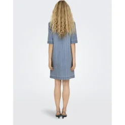 ONLY dame kjole ONLASTA - Light Blue Denim STRIPE Sale