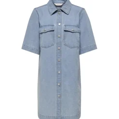 ONLY dame kjole ONLBELLE - Light Blue Denim Outlet