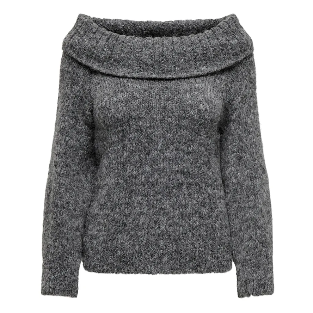 ONLY dame off shoulder strik ONLMARIE - Medium grey melange Clearance
