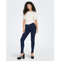 ONLY dame skinny jeans ONLRAIN - Dark Blue Denim