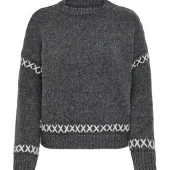 ONLY dame strik ONLAMANDA - Dark Grey Melange Cloud Dancer Sale