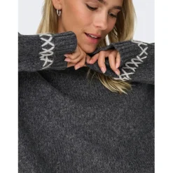 ONLY dame strik ONLAMANDA - Dark Grey Melange Cloud Dancer Sale