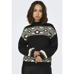 ONLY dame strik ONLVICTORIA - Black PUMICE STONE JACQUARD New