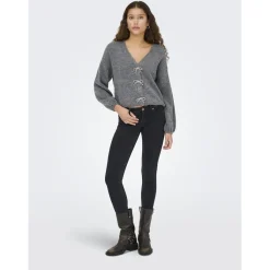ONLY dame strik trøje ONLDONNA - Medium grey melange Discount