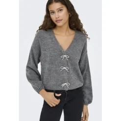 ONLY dame strik trøje ONLDONNA - Medium grey melange Discount