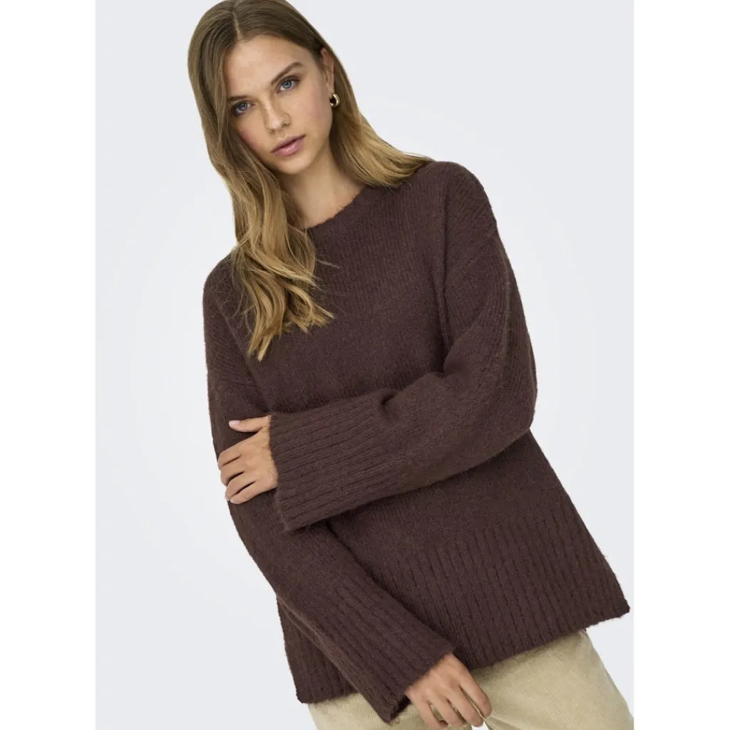 ONLY dame strik trøje ONLMAGGIE - Seal Brown Hot