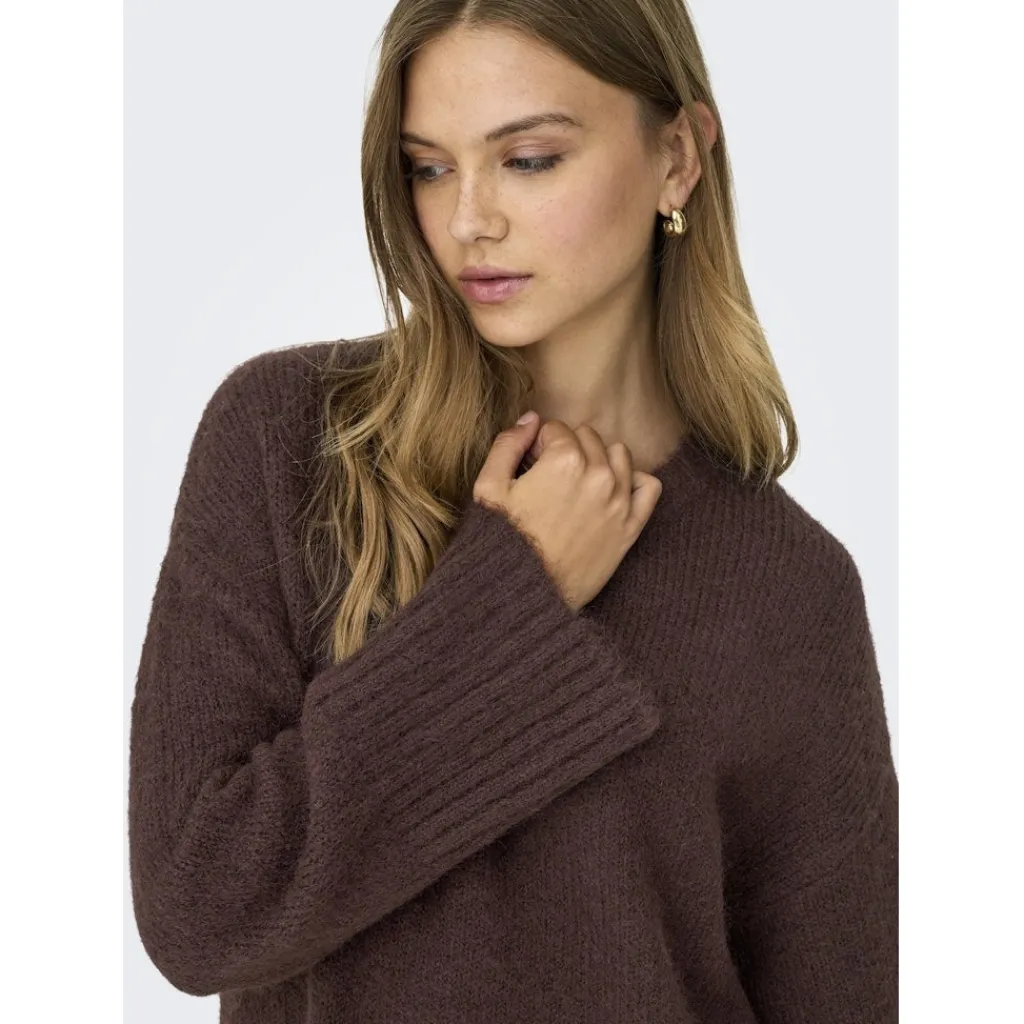 ONLY dame strik trøje ONLMAGGIE - Seal Brown Hot