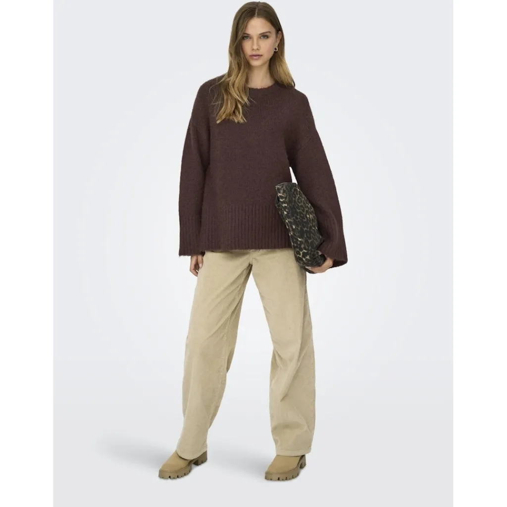 ONLY dame strik trøje ONLMAGGIE - Seal Brown Hot