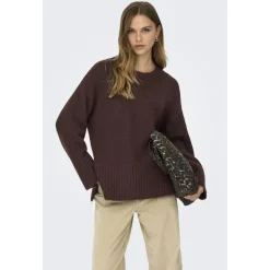 ONLY dame strik trøje ONLMAGGIE - Seal Brown Hot
