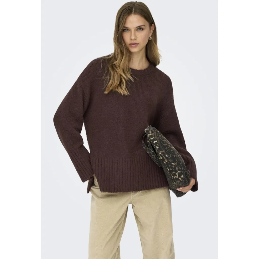 ONLY dame strik trøje ONLMAGGIE - Seal Brown Hot