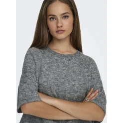 ONLY dame striktrøje ONLAZU - Dark grey melange Clearance