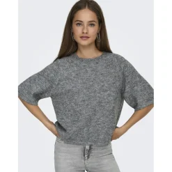 ONLY dame striktrøje ONLAZU - Dark grey melange Clearance