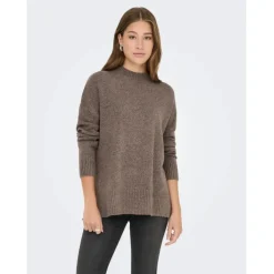 ONLY DAME STRIKTRØJE ONLHAZEL - Brown Lentil MELANGE New