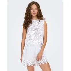 ONLY dame top ONLTULUM - Bright White BRIGHT WHITE EMB. Outlet