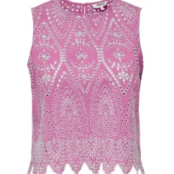 ONLY dame top ONLTULUM - Fuchsia Pink BRIGHT WHITE EMB. Best