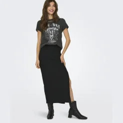 ONLY dame t-shirt ONLLUCY - Black BORN TO BE WILD