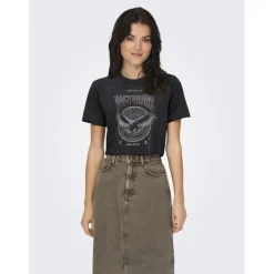 ONLY dame t-shirt ONLLUCY - Black Nocturnal Hot