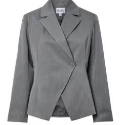 PIECES dame blazer PCFALKA - Grey pinstripe